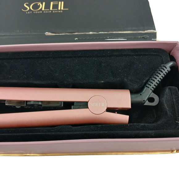 Soleil Solid Ceramic Flat Iron Magnetized Plates Hair Straighter - Rose Gold - Picture 3 of 15